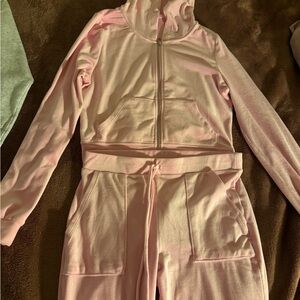 Pink Hooded Tracksuit Set